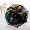 "Yin Yang Tiger Design  Decor"Umbrella, Portable 3-Fold Compact Umbrella for Men & Women ES14