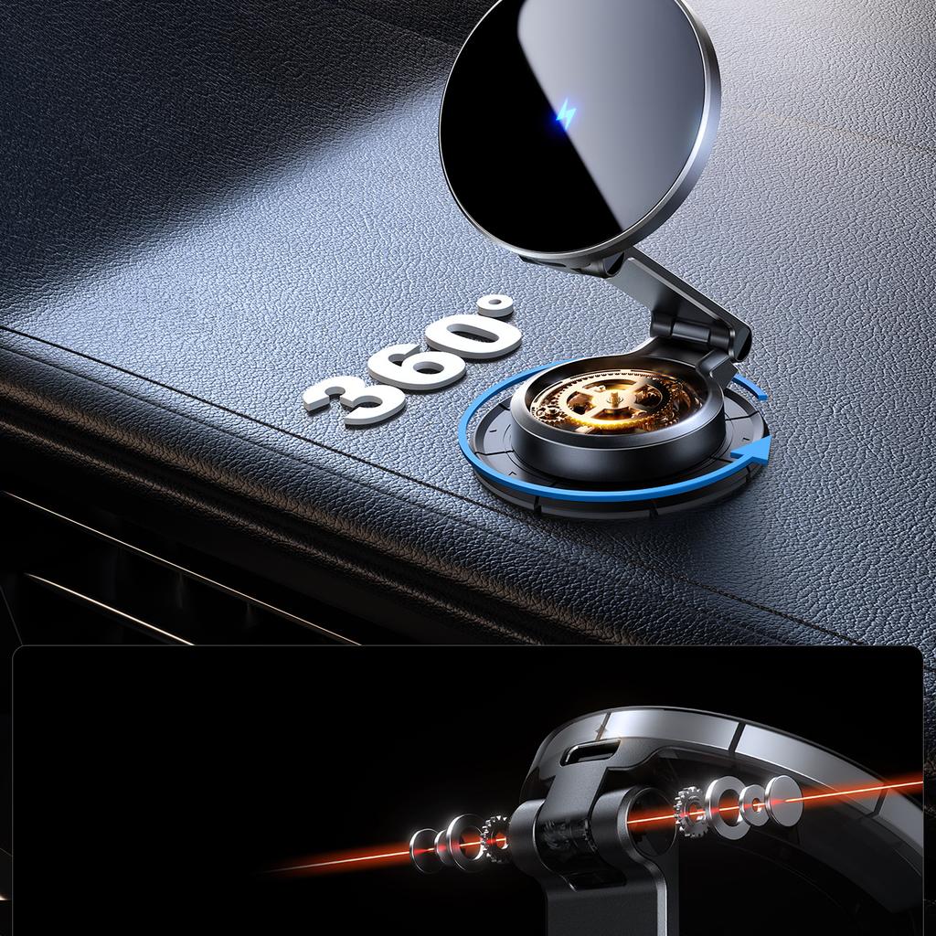 Magnetic car phone holder with inductive charger 15W black