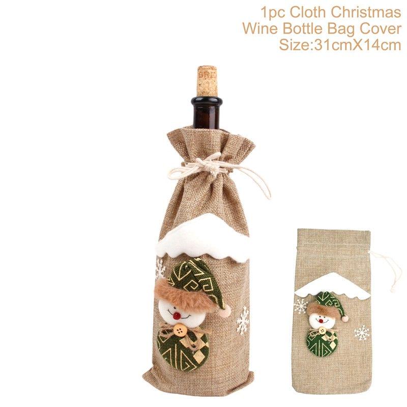 Christmas Wine Bottle Set Party Table Decor Wine Bottle Cover Red Velvet Dress Santa Claus Costume New Years Dinnerware Decor