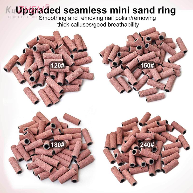 Nail Sanding Ring Bands 80/120/180/240 Grit Electric Manicure Drill Grinding Heads UV Gel Polish Removal Pedicure Abrasive Tools