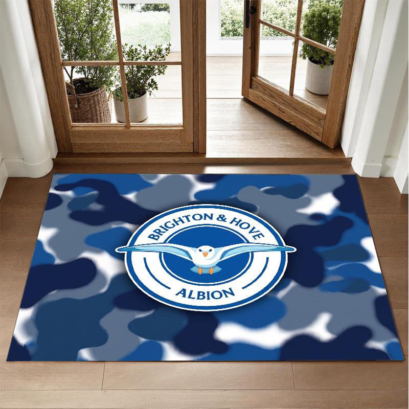 Brighton & Hove Albion Football Design Crystal Velvet Rug Soft Decorative Mat for Bedroom Entrance