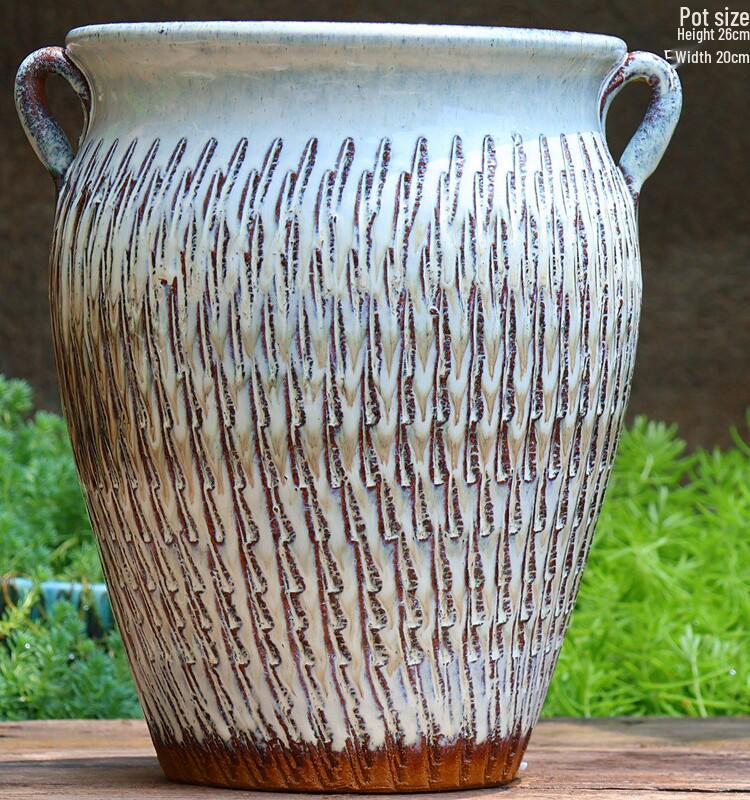 Handmade Large Purple Clay Ceramic Pot for Succulents and Bougainvillea – Breathable, Coarse Pottery Design for Living Room.