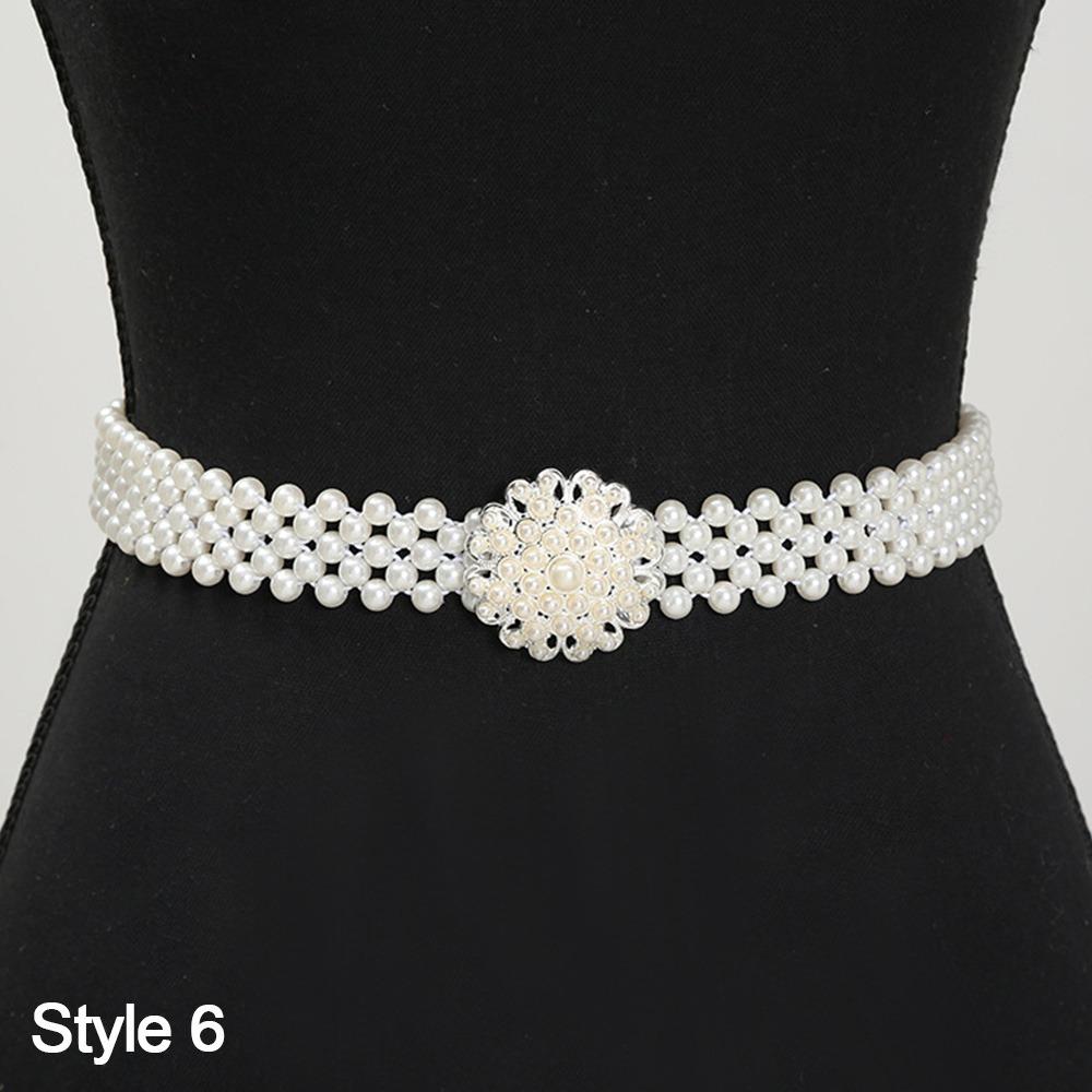 Ceinture simple à cordon de serrage avec élastique à la taille et perle pour femme