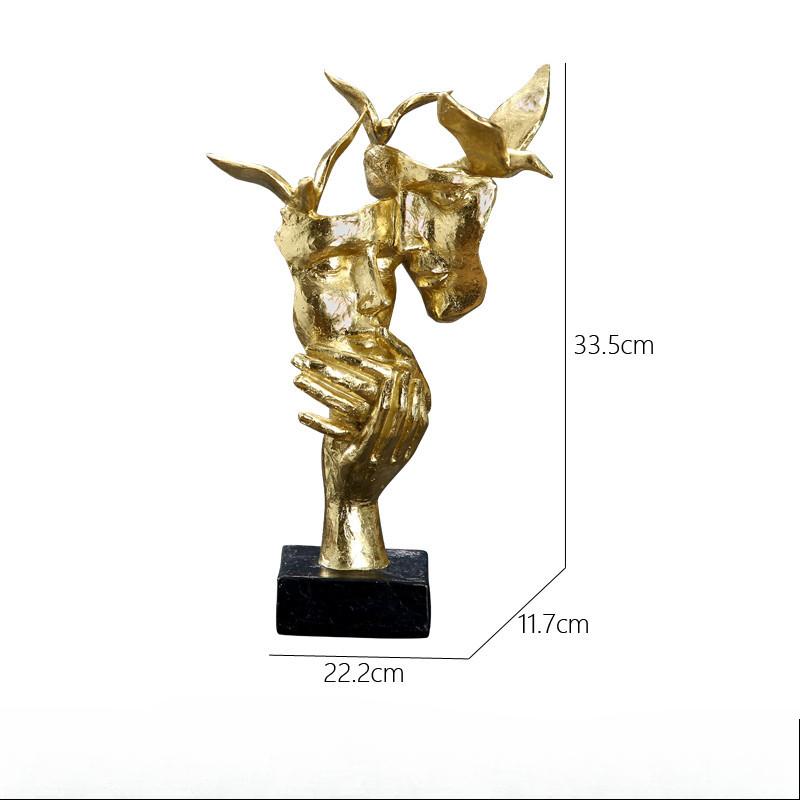 European Couple Golden Mask Ornaments Silence Is Gold Resin Craft Office Desk Cabinet Home Decoration