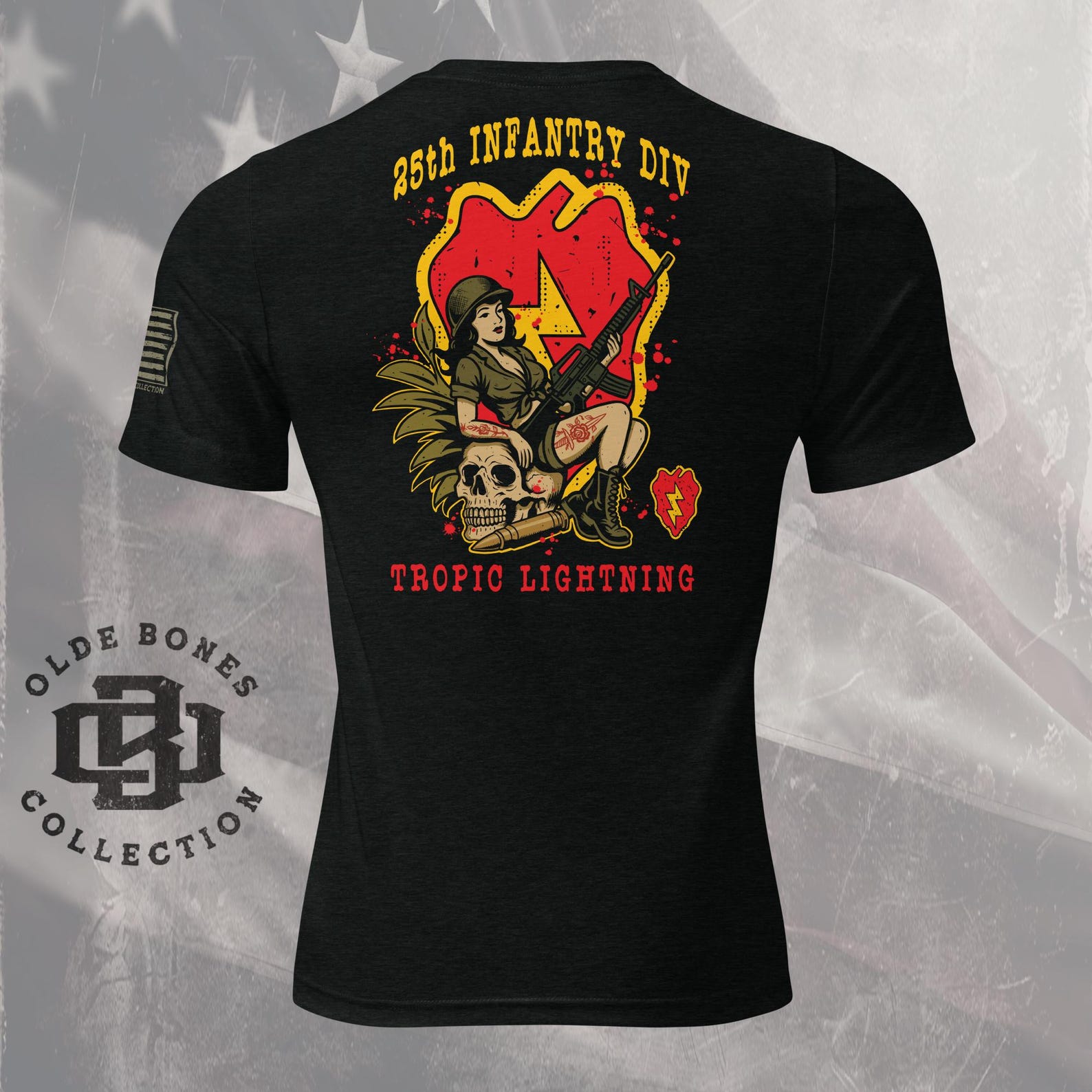 Army 25th Infantry Division Military Tri-Blend Black T Shirt 4XL