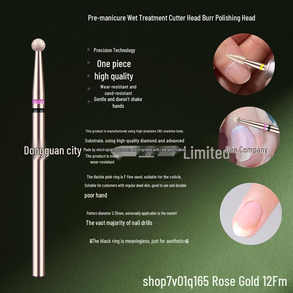 Rose Gold Diamond Nail File Bit for Professional Salon Cuticle Removal