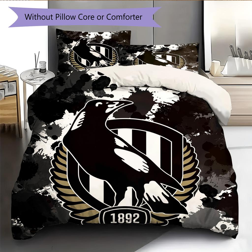 Magpies de Collingwood Set de Colcha con Patrón Decoración del Hogar Regalo (1 funda nórdica + 2 fundas de almohada sin relleno.)