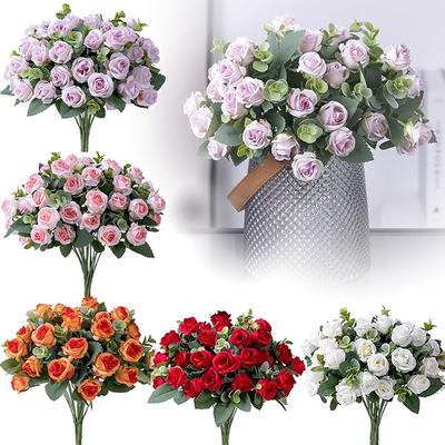 Gift Party Supplies Home Decoration Floral Arrangement Lifelike Flowers Simulation Plants Leaves Artificial Eucalyptus Rose