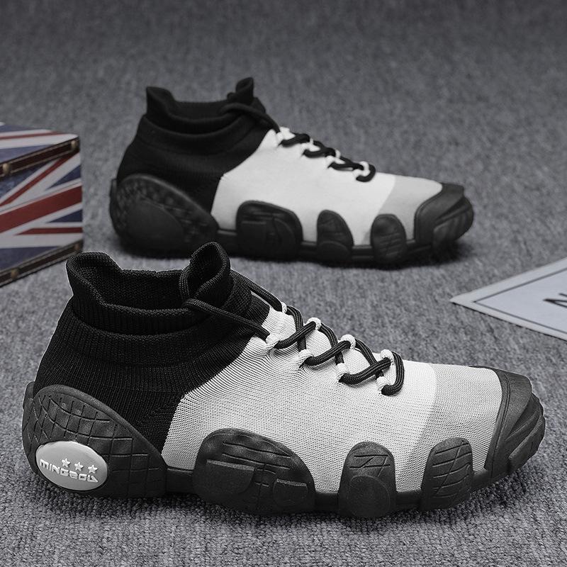 Large size fly-woven casual shoes breathable sports travel outdoor shoes men's fashion mesh Korean version trendy dad shoes