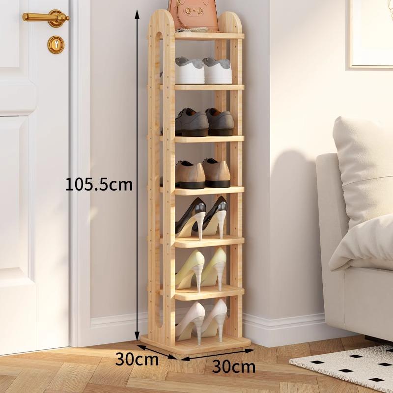 Adjustable Solid Wood Shoe Rack - Slim Entryway Organizer for Small Spaces Multi-Tier Storage Shelf for Dorms/Apartments &Closet