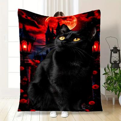 Gothic Black Cat iPhone Wallpaper HD - Halloween ThemeBlanket Flannel Throw Blanket for Sofa, Bed, Travel, Camping, Office