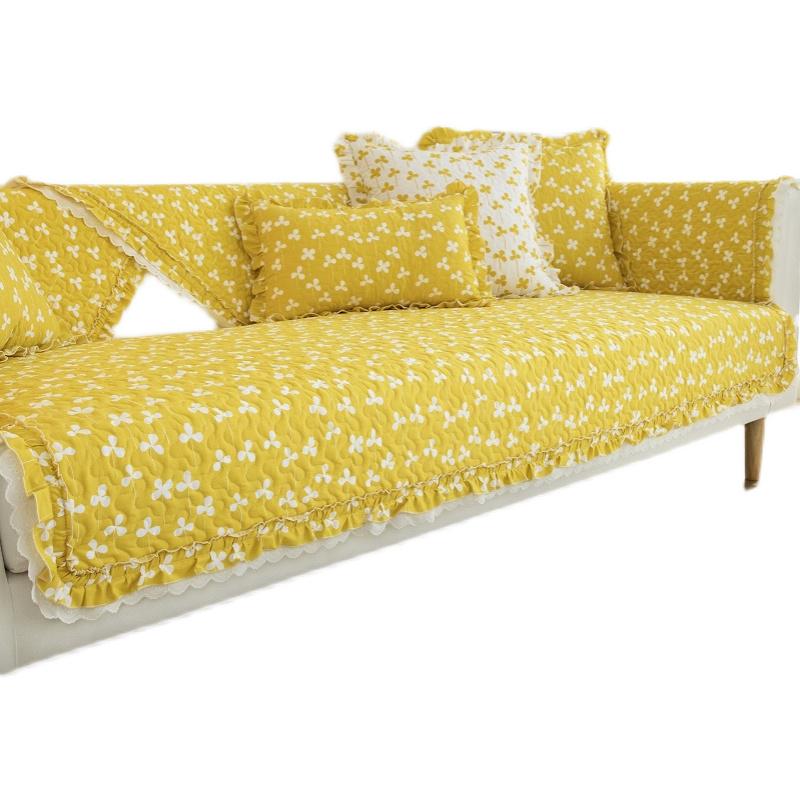 Pure Cotton Non-slip Sofa Cushion Cover – All-Season, Pastoral Style, Full Wrap