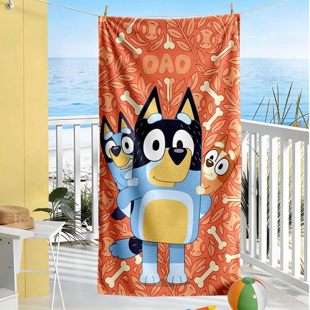 Bluey Beach Towel Super Soft & Absorbent Comfortable Lightweight Suitable for Sports, Travel, Swimming, Yoga, Bathroom, Beach, And Pool