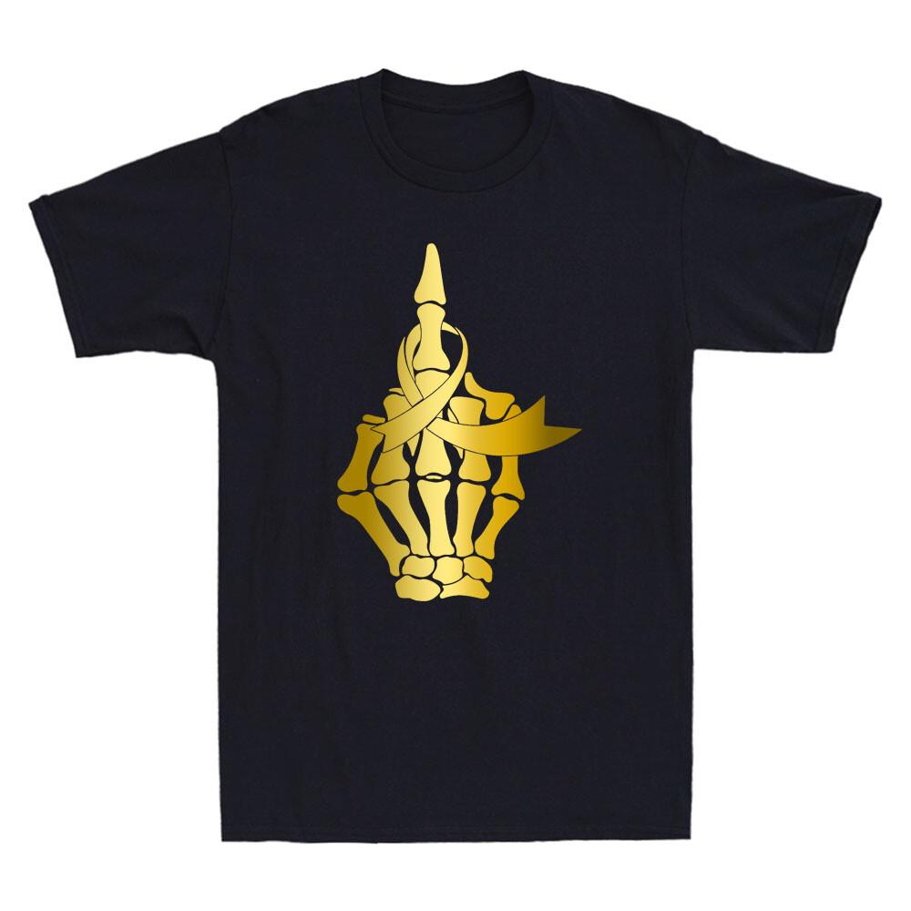 Fvck Lung Cancer Middle Finger With Ribbon Funny Meme Golden Print Men T-shirt XXXL