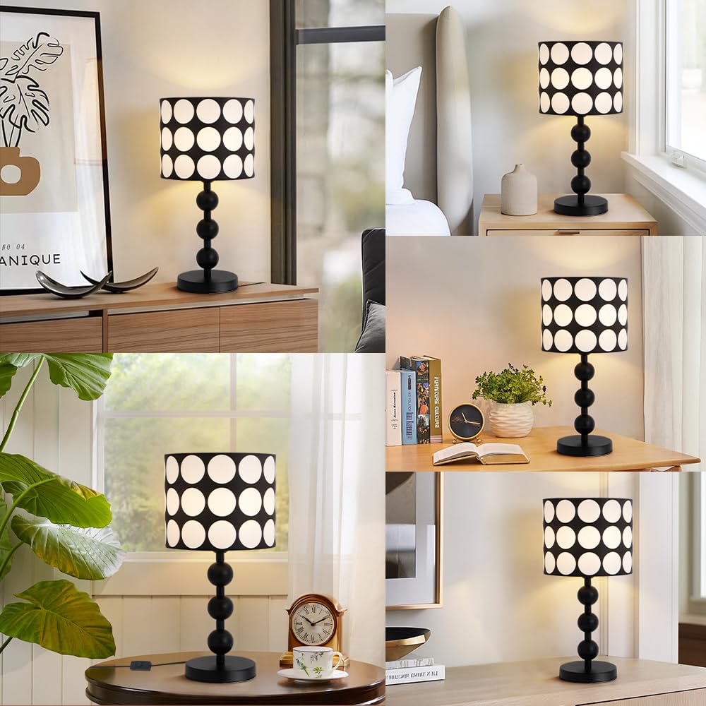 Modern LED Bedside Lamp with Unique Fabric Shade, 19.69-inch Cable, Bedroom Desk Light, E26 Base for Home Decor, Study, and Work Lighting