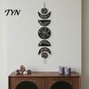 Boho Style Wall Hanging Decor Decoration, Moon Phases Art, Minimalist Star Phase Wood Panels Gothic Witchy Door Pediment Pediments Sign for Room Home
