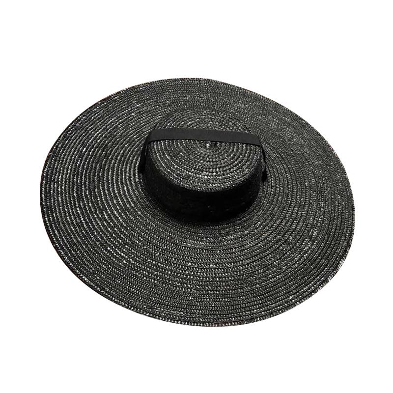 Großer Breiter Rand Flacher Oberteil Sonnenstrohhut Modisch Sommer Mit Langem Band Hüte Für Damen Urlaub Vintage Strand Visierkappe Retro