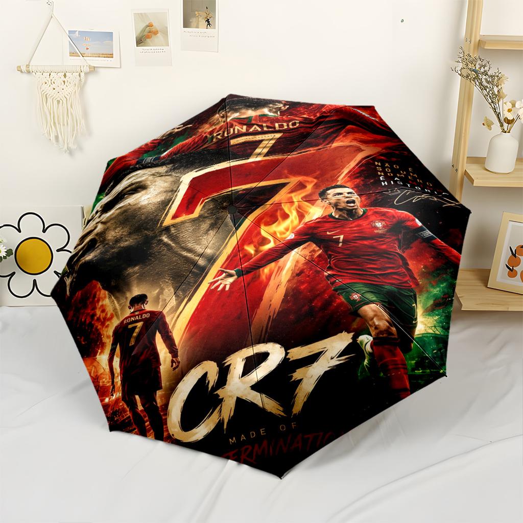Crz Football Legends Compact Travel Automatic Umbrella Compact 8-Rib Design Sturdy Construction All-Season Travel Fashionable Accessory