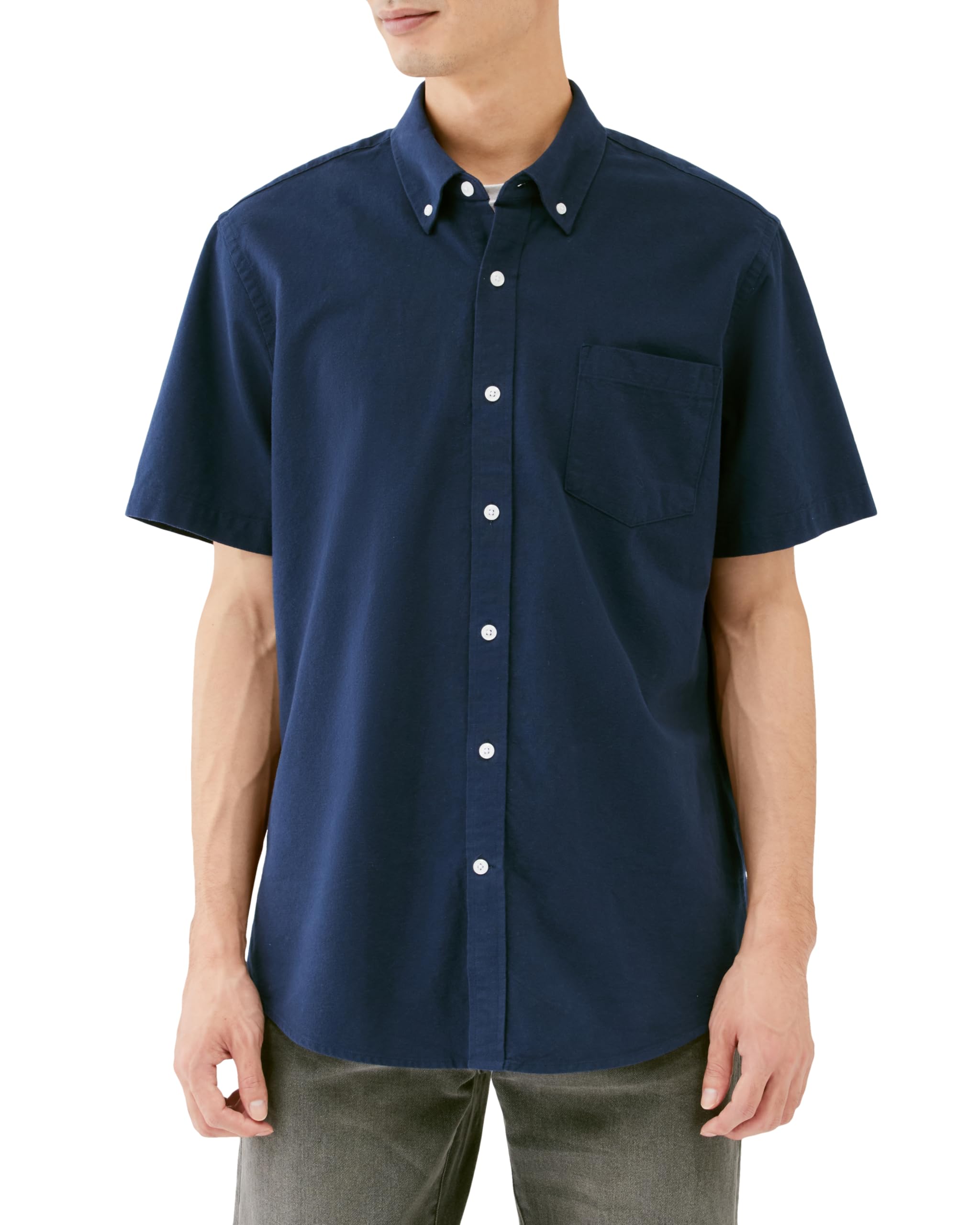 

Amazon Essentials Men s Slim Fit Oxford Shirt with Pockets, Short Sleeve, Navy, Size M