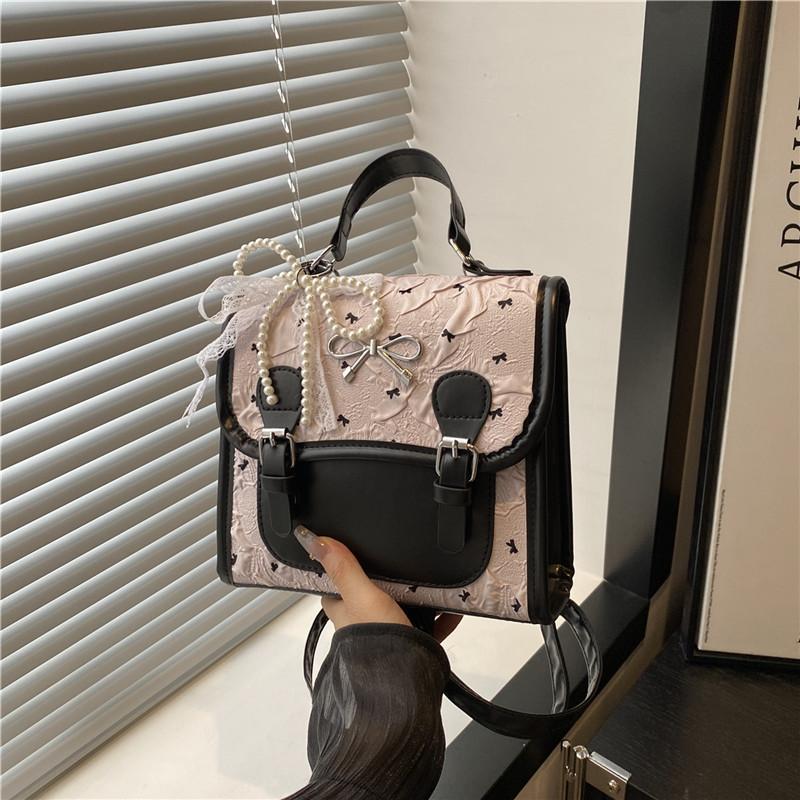 

Студенческий классный рюкзак женский ретро модный бант маленький рюкзак нишевый простой трендовый студенческий Without pendant розовый