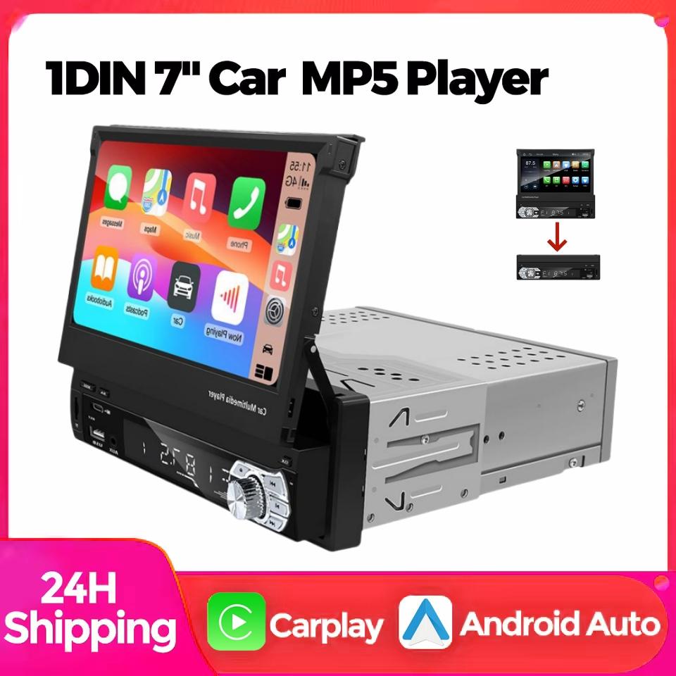 

Универсальный 7-дюймовый 1din выдвижной экран автомобильный радиоприемник Android Auto Carplay мультимедийный видеоплеер интеллектуальная система автомобиля BT FM USB