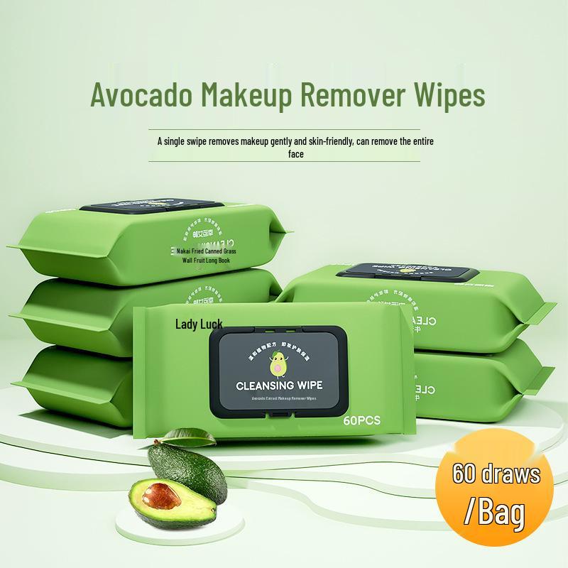 Goddess of Fortune Avocado Makeup Remover Wipes 60 Count - Individually Packaged Facial Cleansing Wet Wipes