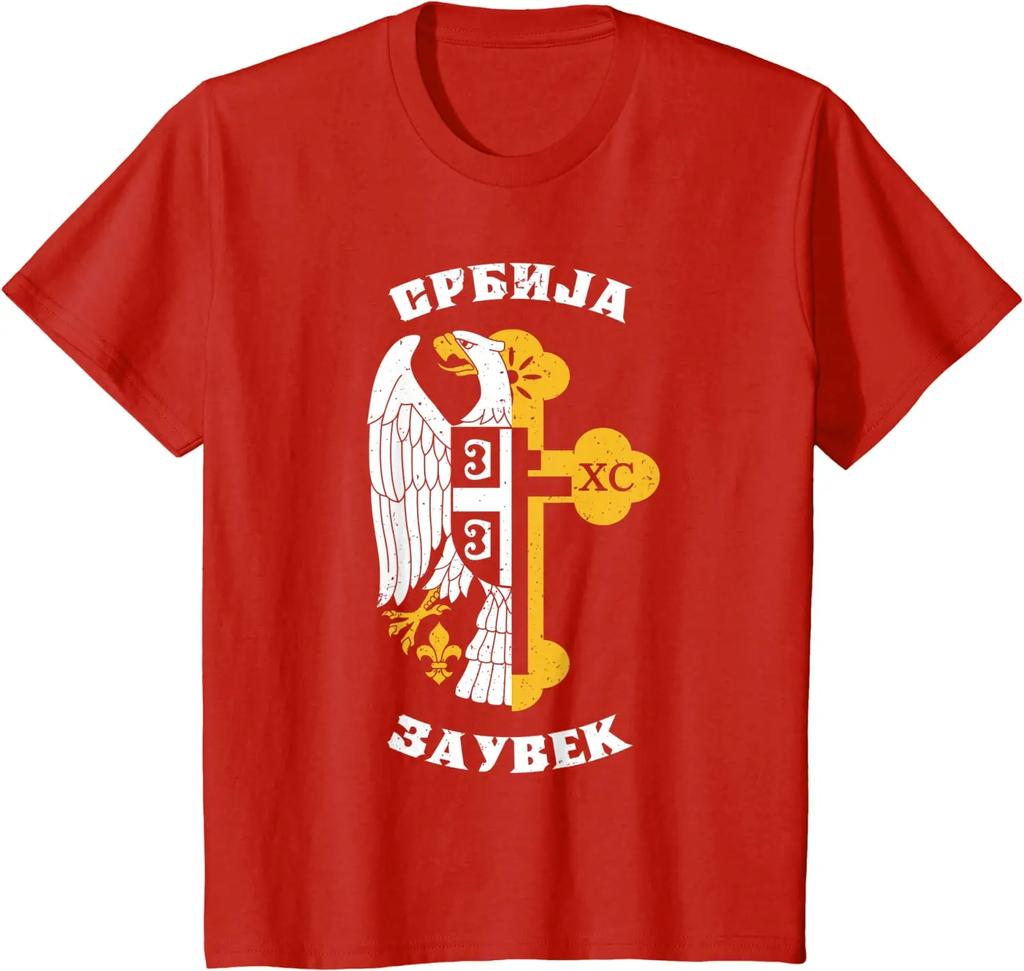 Serbian Flag Eagle Orthodox Cross Gift TShirt 100 Cotton ONeck Summer Short Sleeve Casual Mens Tshirt Size S3XL