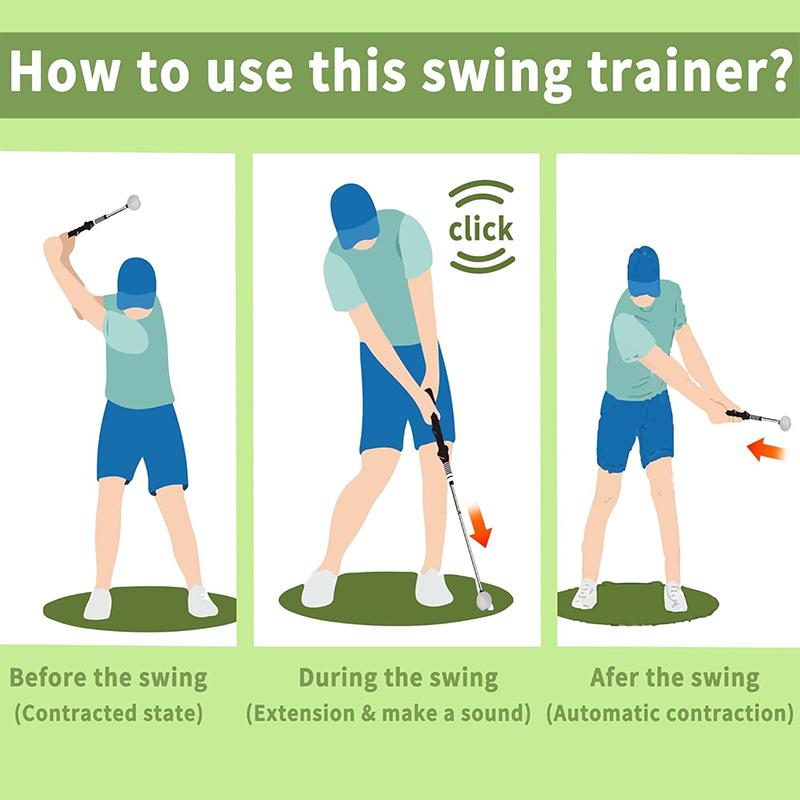 Golf Retractable Swing Practice Stick Trainer Golf Sound Assistant Practitioner Anti-Slip Rubber Grip Posture Aid Corrector