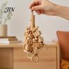 Wood Blocks Parrot Toy Toy, Bird Chew with Wooden Rings, Chewable Toys Biting Hanging Cage Accessory for Parakeet Conure Cockatiel
