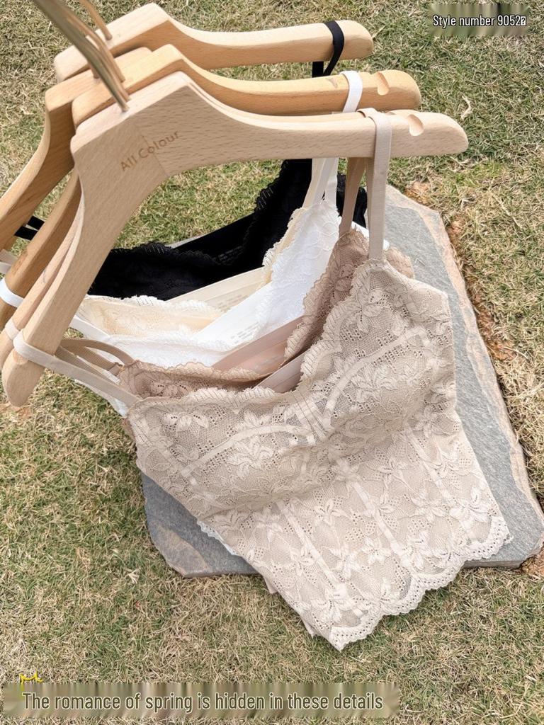 French Lace Ice Silk Camisole with Chest Pads - Elegant Back, Slimming Fit, Spring/Summer Style