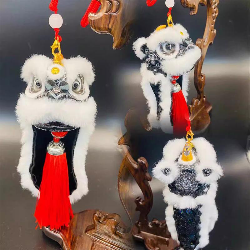 Lion Dance Car Hanging Ornaments Chinese Dance Lion Pendant Home Door Knob Spring Festival Decor Lucky Charms