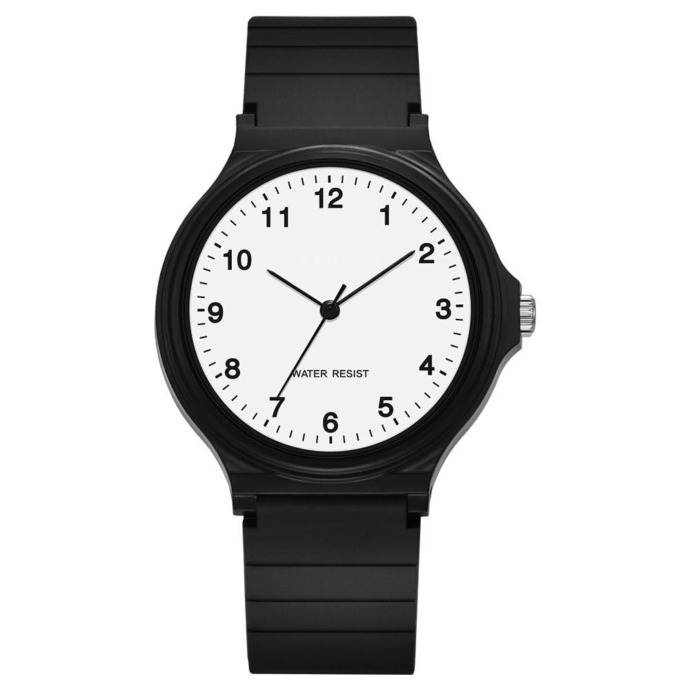 Women's Silent Analog Watch for Exams, Unisex, 38mm Dial Diameter, Large Character Display, Easy-to-Read, Water Resistant, Simple Design, Elastic