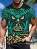 Novel Owl Pattern 3D Printed Crew Men's T-Shirt Summer Animal Oversized Shirt Men's Anime