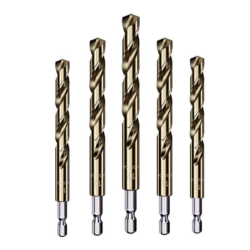 13-Piece Titanium Coated Hex Shank Twist Drill Bit Set (1.5-6.5mm) - High-Speed Steel for Woodworking