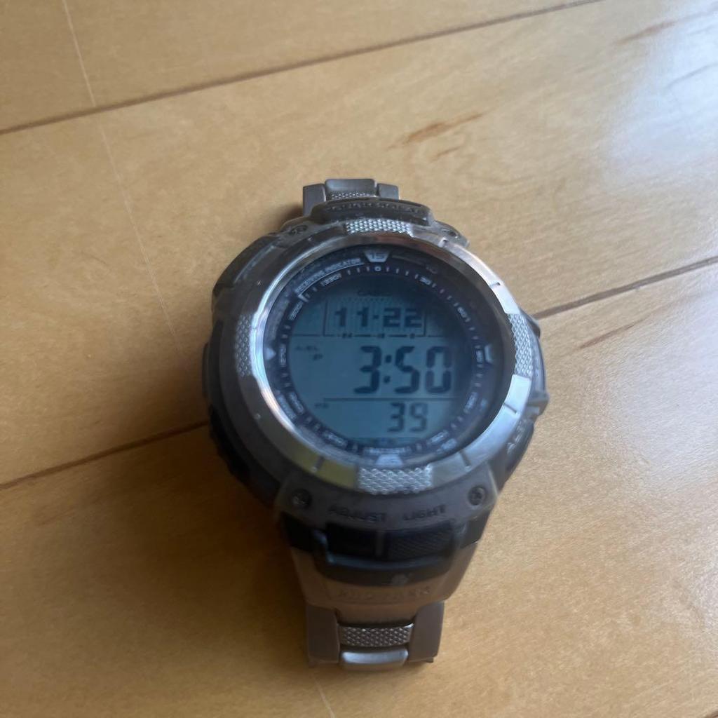 Used CASIO PRO TREK PRW-1000TJ Titanium Belt Radio Solar
