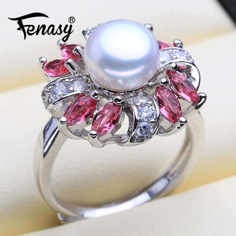 

FENASY Мода Женщины Инкрустация Красный Цветок Кольцо Свадебная Свадьба Помолвка Жемчужина Панк Кольцо Ювелирные изделия