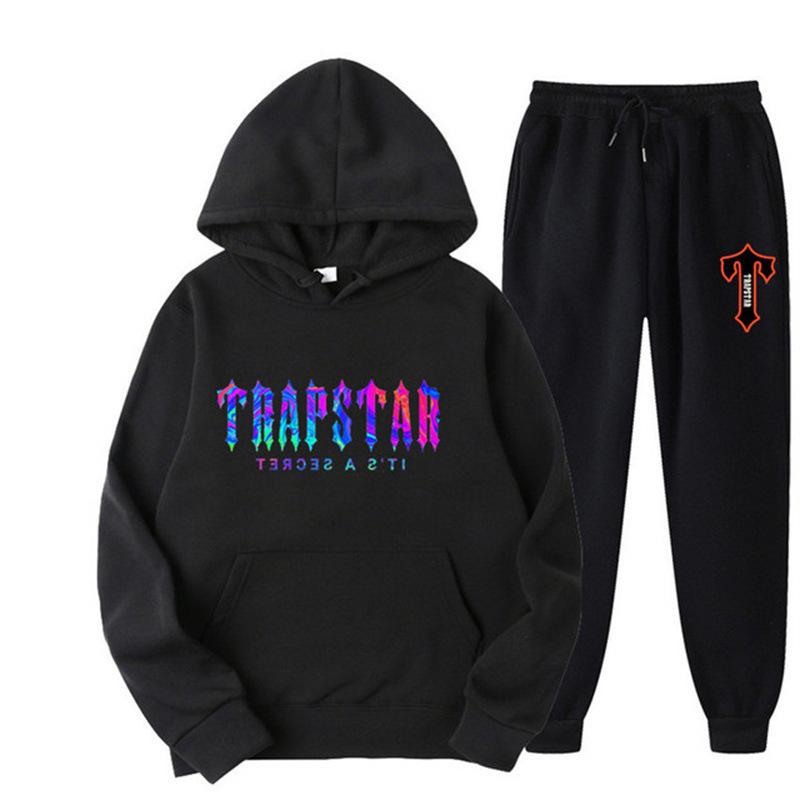 2023 New Letter Printing Men's and Women's Multi-color Warm Two-piece Set Loose Hoodie + Pants Jogging Set