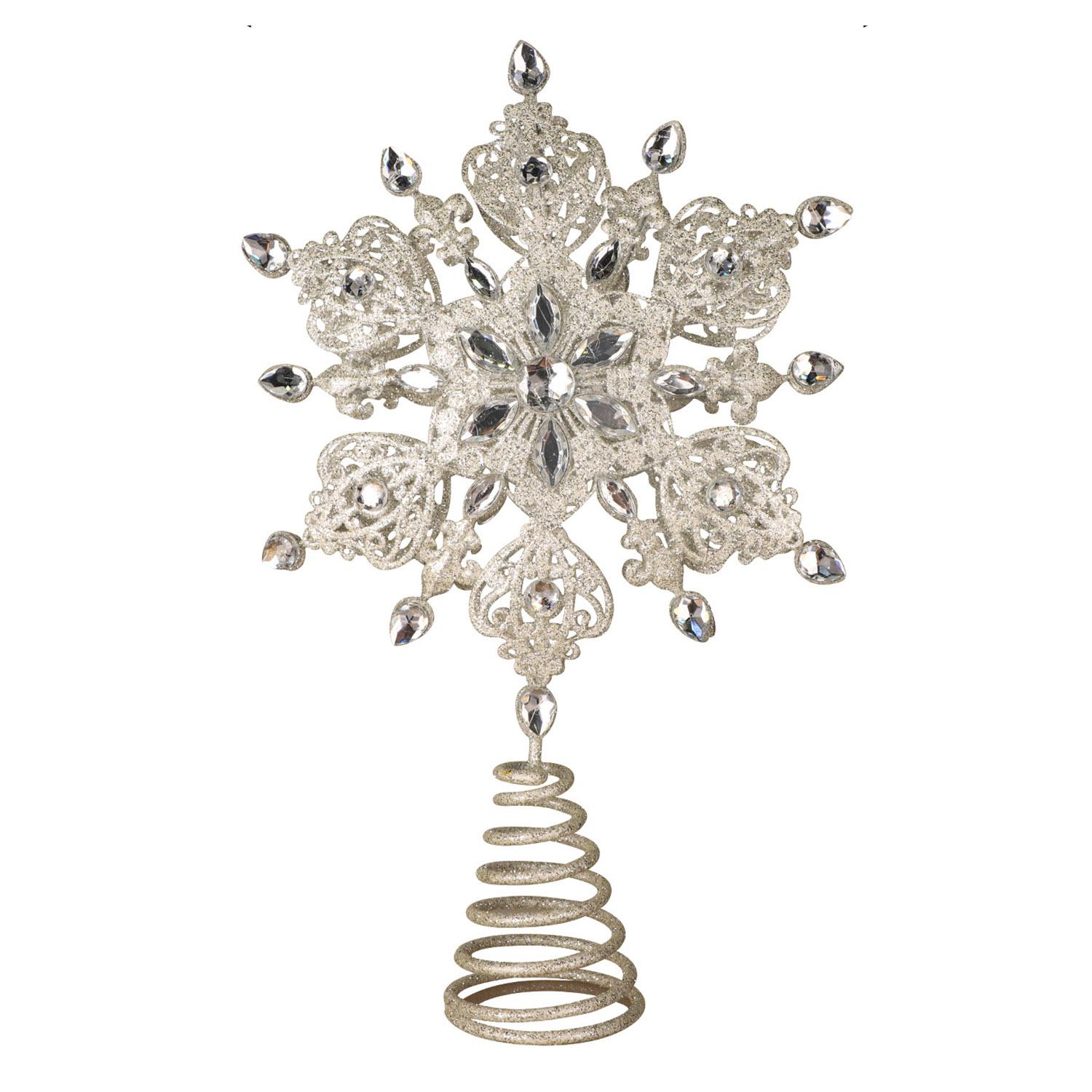 Christmas Tree Topper Glitter Snowflake Christmas Toppers Star Tree Top Ornament Decorations B