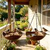 Hanging Bird Feeder, Paired with  Thickened Iron Chain and S-shaped Hook,With Vintage Wood Grain Texture,PP Material.