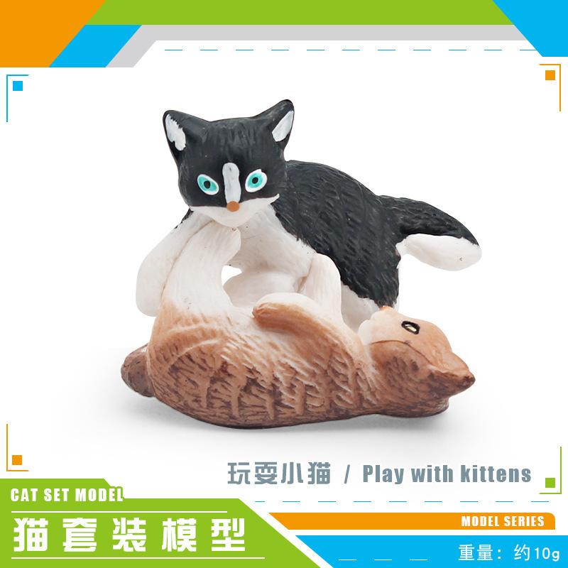 Simulation Cat Model 8 Cat Lying On The Side Cat Sitting Cat Playing Kitten Desktop Static Ornament Toy