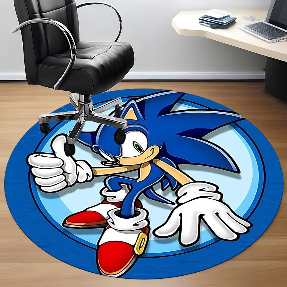1pc Sonic Adventure Office Round Area Rug, Indoor Mat Suitable For Office,Bedroom Living Room Home Decor, Room Deco A0926003