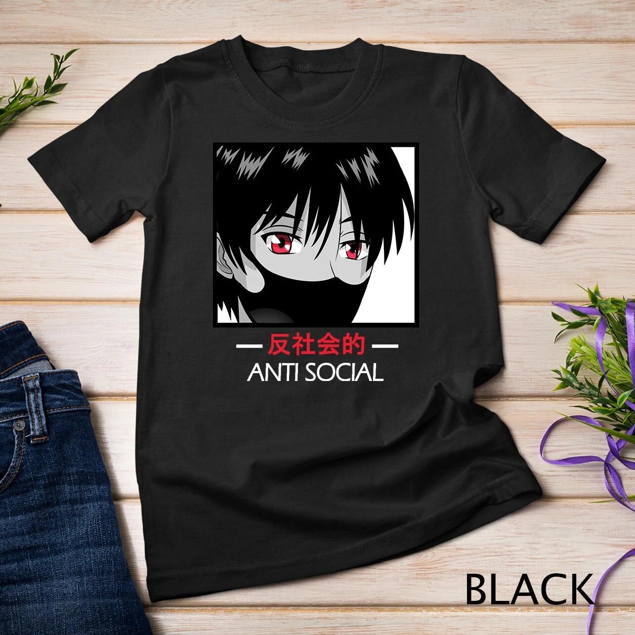 Anti Social - Anime Boy Aesthetic Vaporwave Unisex T-shirt 2XL