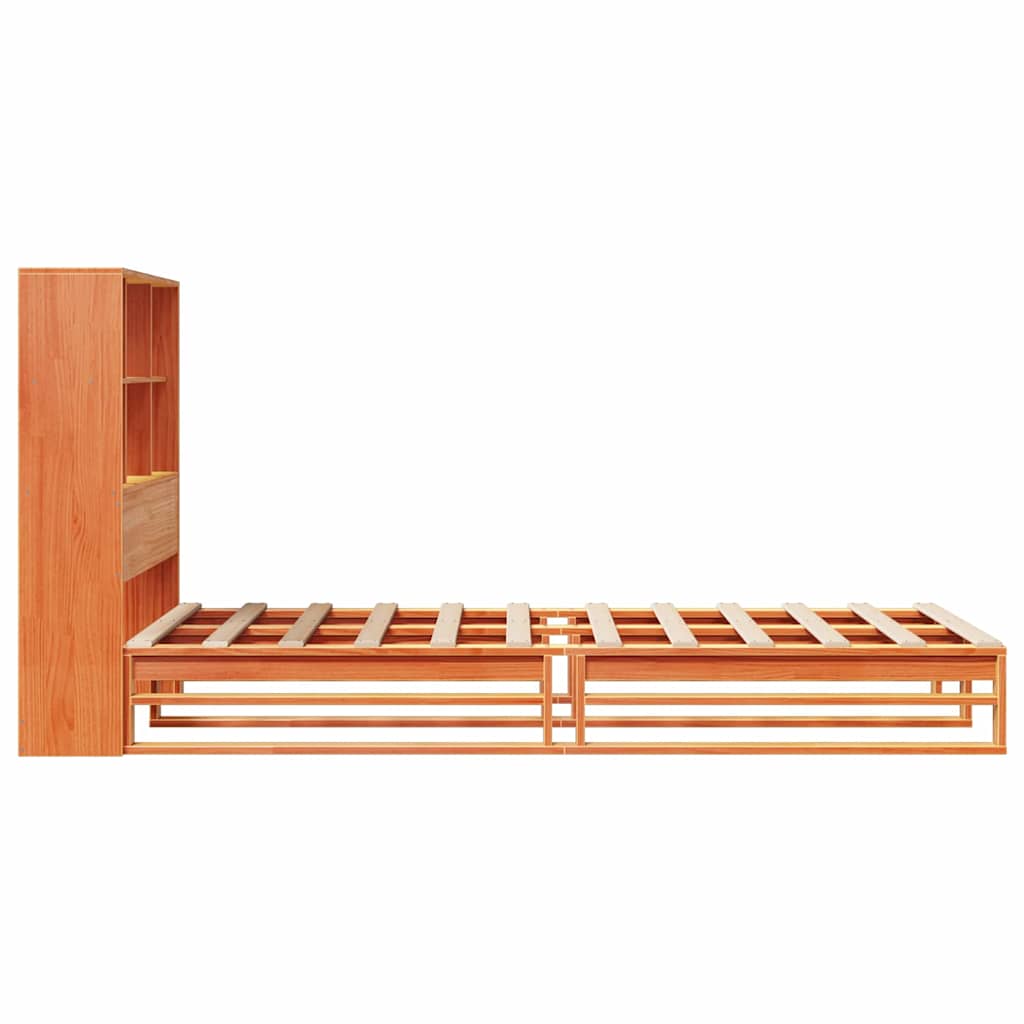 Vidaxl Bed With Shelf, Without Mattress, Waxed Brown, 100X200 Cm, Wood