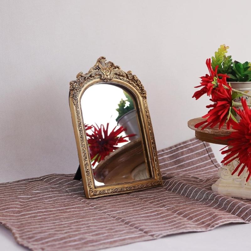 Zierer Wandspiegel in Bogenform mit detailliertem Blumenmuster Harz für Wohnzimmer, Schlafzimmer Kommode