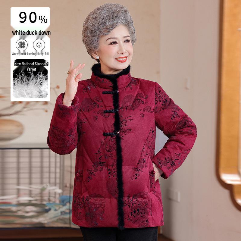 

Women s Winter Hooded Down Jacket for Seniors - Thickened White Duck Down Coat 3XL (125-135 jin)