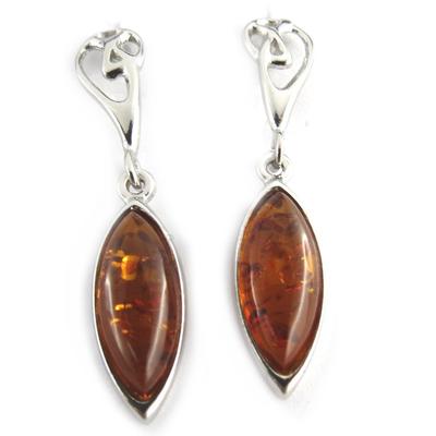[N2242] - Silver Earrings 'Inspiration' Amber (rhodium-plated) - 35x7 Mm