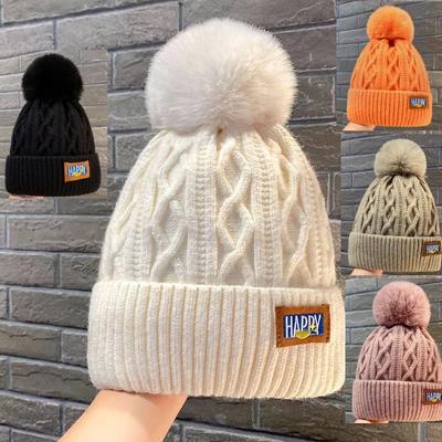Χειμερινά γράμματα μάλλινα καπέλα Γυναικεία κορεάτικη μόδα Καπέλα προστασίας αυτιών με ζεστό πλεκτό καπέλο