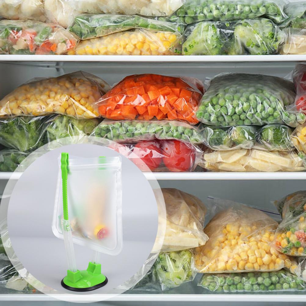 Adjustable Kitchen Freezer Hands Free Food Storage Rack Bag Holder Stand (1 Pack)