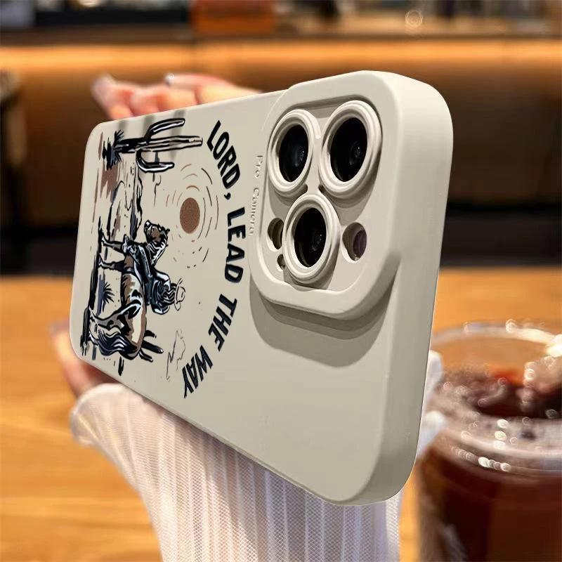 Pro iPhone 16 15 14 13 12 11 Pro Max XS X XR 7 8 Plus SE 2022 Silikonové pouzdro Nárazuvzdorný Potisk 'Americký westernový kovboj' Měkký kryt