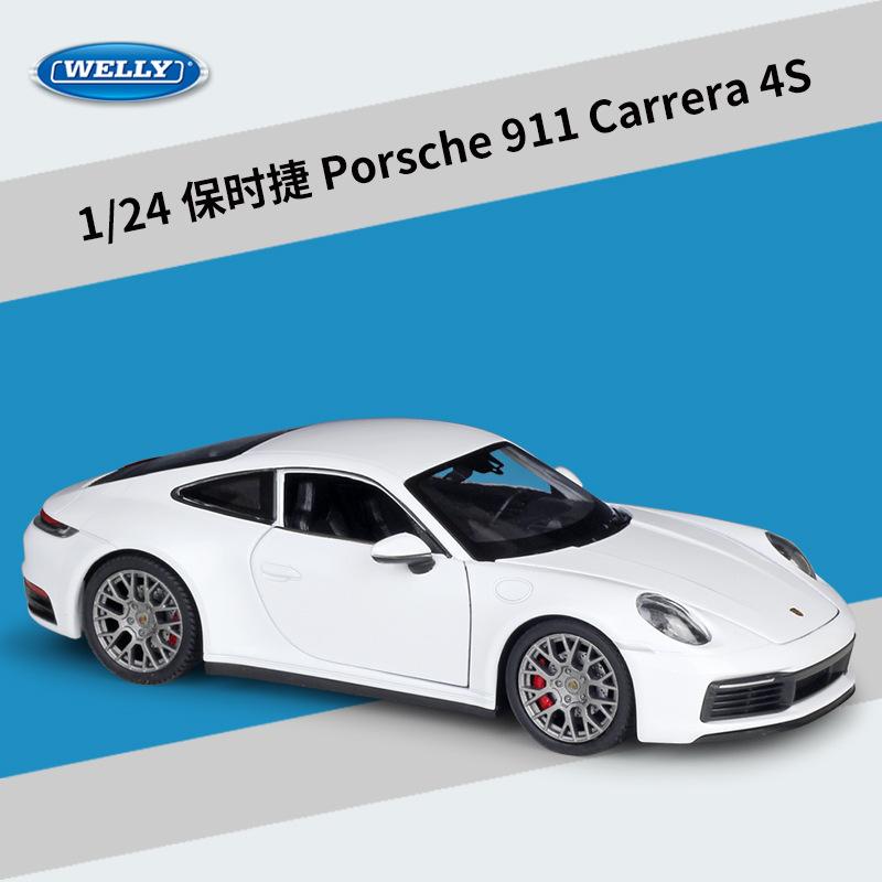 WELLY 1:24 Scale Porsche 911 Carrera 4S - Alloy Die-Cast Model Car, Official Licensed Collector's Display Gift with Detailed Int